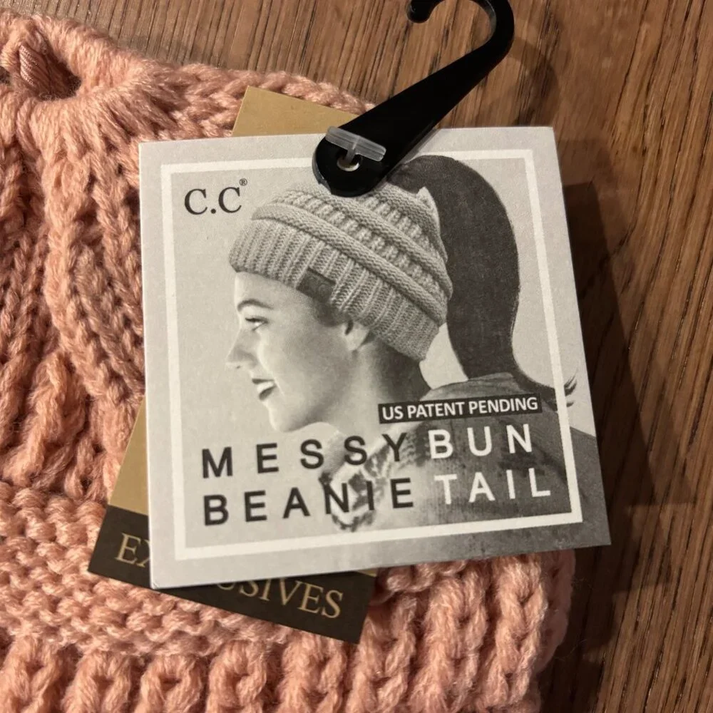 Jeep Paw Print‎ Pony Tail Messy Bun Beanie - Mauve